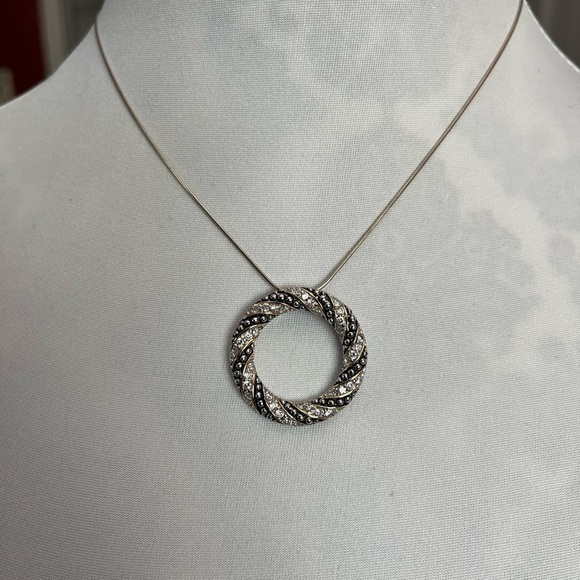 Unique Open Circle Pendant with Silver Chain - Picture 2 of 6